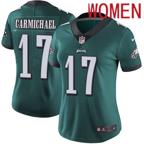 Women Philadelphia Eagles 17 Harold Carmichael Nike Midnight Green Vapor Limited NFL Jersey